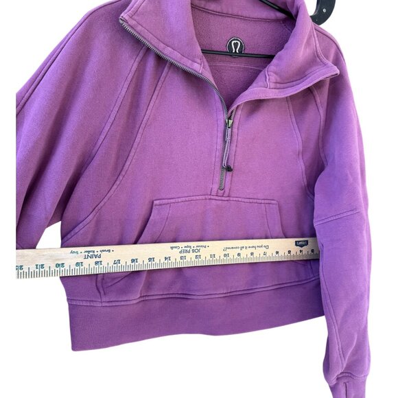 Lululemon Womens XS Oversized Half-Zip Pullover Sweatshirt Purple Cotton & Span - Picture 9 of 9